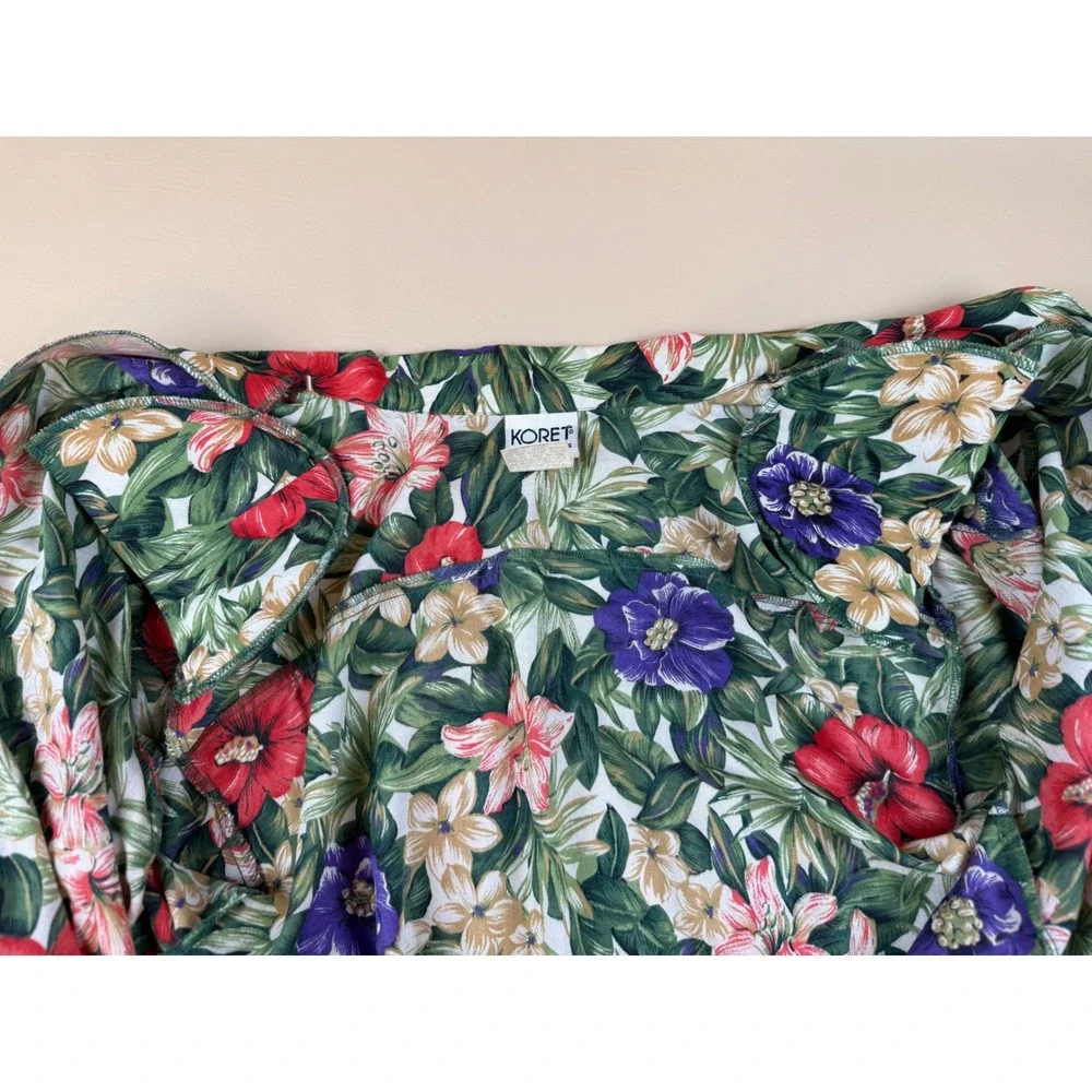 Koret Petites Floral Hawaiian Camp Shirt‎ Womens Large Tropical Button Up